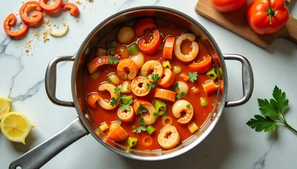 Creamy crawfish sauce served over fettuccine pasta.