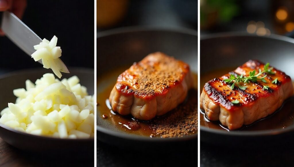 Step-by-step photos for making the perfect spiced ground lamb.